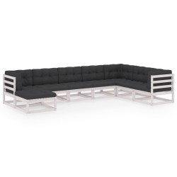 vidaXL Muebles de jardín 8 pzas y cojines madera maciza pino