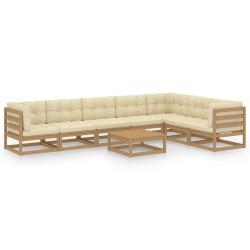vidaXL Set de muebles de jardín 8 pzs cojines madera pino marrón miel