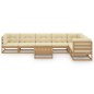 vidaXL Set de muebles de jardín 8 pzs cojines madera pino marrón miel vidaXL Set de muebles de jardín 8 pzs cojines madera pino marrón miel