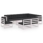 vidaXL Set de muebles de jardín 10 pzas con cojines madera pino blanco vidaXL Set de muebles de jardín 10 pzas con cojines madera pino blanco
