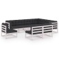 vidaXL Set de muebles de jardín 9 pzas con cojines madera pino blanco vidaXL Set de muebles de jardín 9 pzas con cojines madera pino blanco