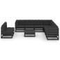 vidaXL Set de muebles de jardín 10 pzas con cojines madera pino negro vidaXL Set de muebles de jardín 10 pzas con cojines madera pino negro