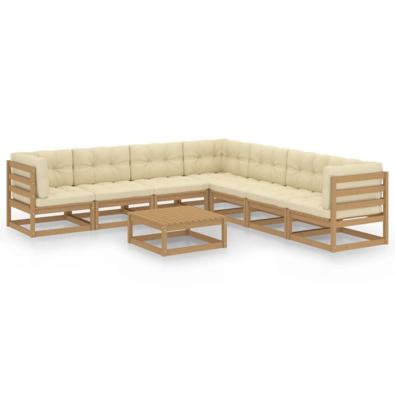 vidaXL Set de muebles de jardín 8 pzs cojines madera pino marrón miel