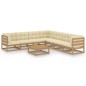 vidaXL Set de muebles de jardín 8 pzs cojines madera pino marrón miel