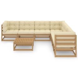 vidaXL Set de muebles de jardín 8 pzs cojines madera pino marrón miel