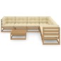 vidaXL Set de muebles de jardín 8 pzs cojines madera pino marrón miel
