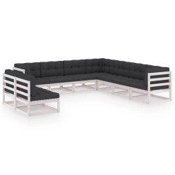 vidaXL Set de muebles de jardín 9 pzas con cojines madera pino blanco