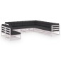 vidaXL Set de muebles de jardín 9 pzas con cojines madera pino blanco vidaXL Set de muebles de jardín 9 pzas con cojines madera pino blanco