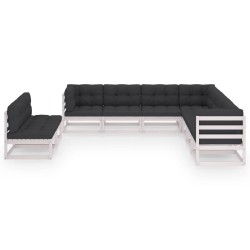 vidaXL Set de muebles de jardín 9 pzas con cojines madera pino blanco