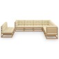 vidaXL Set de muebles de jardín 9 pzs cojines madera pino marrón miel