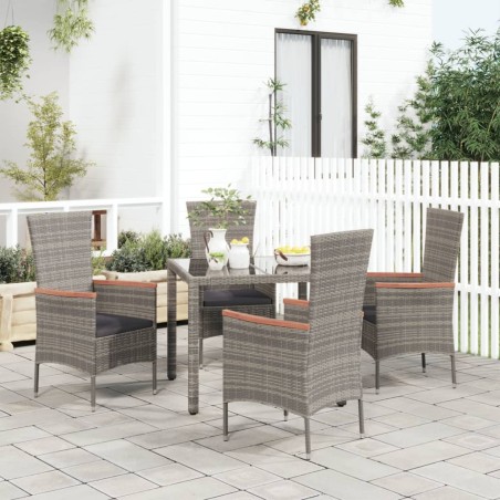 vidaXL Sillas de jardín con cojines 4 unidades ratán sintético gris