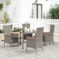 vidaXL Sillas de jardín con cojines 4 unidades ratán sintético gris vidaXL Sillas de jardín con cojines 4 unidades ratán sintético gris