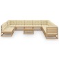 vidaXL Set de muebles de jardín 12 pzs cojines madera pino marrón miel vidaXL Set de muebles de jardín 12 pzs cojines madera pino marrón miel
