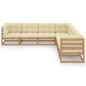 vidaXL Set de muebles de jardín 7 pzs cojines madera pino marrón miel vidaXL Set de muebles de jardín 7 pzs cojines madera pino marrón miel