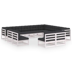 vidaXL Set de muebles de jardín 12 pzas con cojines madera pino blanco