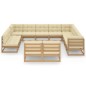 vidaXL Set de muebles de jardín 12 pzs cojines madera pino marrón miel vidaXL Set de muebles de jardín 12 pzs cojines madera pino marrón miel