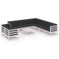 vidaXL Set de muebles de jardín 10 pzas con cojines madera pino blanco vidaXL Set de muebles de jardín 10 pzas con cojines madera pino blanco