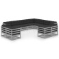 vidaXL Set de muebles de jardín 12 pzas con cojines madera pino gris vidaXL Set de muebles de jardín 12 pzas con cojines madera pino gris