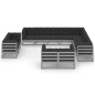 vidaXL Set de muebles de jardín 12 pzas con cojines madera pino gris vidaXL Set de muebles de jardín 12 pzas con cojines madera pino gris