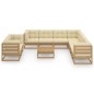 vidaXL Set de muebles de jardín 10 pzs cojines madera pino marrón miel vidaXL Set de muebles de jardín 10 pzs cojines madera pino marrón miel