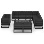 vidaXL Set de muebles de jardín 11 pzas con cojines madera pino negro vidaXL Set de muebles de jardín 11 pzas con cojines madera pino negro