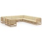 vidaXL Set de muebles de jardín 11 pzs cojines madera pino marrón miel vidaXL Set de muebles de jardín 11 pzs cojines madera pino marrón miel