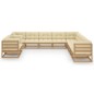 vidaXL Set de muebles de jardín 11 pzs cojines madera pino marrón miel vidaXL Set de muebles de jardín 11 pzs cojines madera pino marrón miel