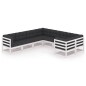 vidaXL Set muebles jardín con cojines 8 pzas madera maciza pino blanco vidaXL Set muebles jardín con cojines 8 pzas madera maciza pino blanco