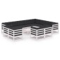 vidaXL Set de muebles de jardín 13 pzas con cojines madera pino blanco vidaXL Set de muebles de jardín 13 pzas con cojines madera pino blanco