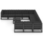 vidaXL Set de muebles de jardín 12 pzas con cojines madera pino negro vidaXL Set de muebles de jardín 12 pzas con cojines madera pino negro