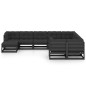 vidaXL Set de muebles de jardín 10 pzas con cojines madera pino negro vidaXL Set de muebles de jardín 10 pzas con cojines madera pino negro