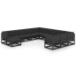 vidaXL Set de muebles de jardín 12 pzas con cojines madera pino negro vidaXL Set de muebles de jardín 12 pzas con cojines madera pino negro