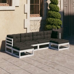 vidaXL Set de muebles de jardín 6 pzas con cojines madera pino blanco