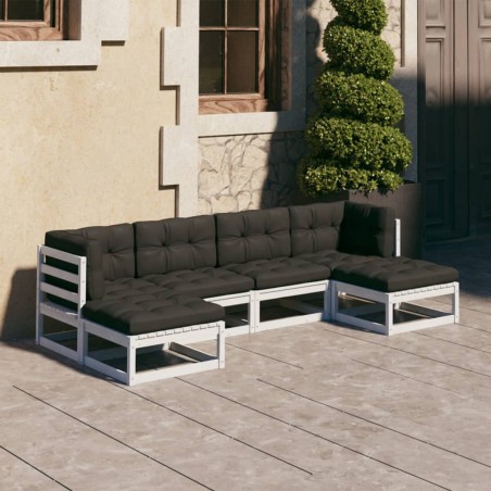 vidaXL Set de muebles de jardín 6 pzas con cojines madera pino blanco