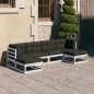 vidaXL Set de muebles de jardín 6 pzas con cojines madera pino blanco vidaXL Set de muebles de jardín 6 pzas con cojines madera pino blanco
