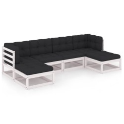 vidaXL Set de muebles de jardín 6 pzas con cojines madera pino blanco
