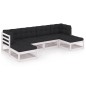 vidaXL Set de muebles de jardín 6 pzas con cojines madera pino blanco vidaXL Set de muebles de jardín 6 pzas con cojines madera pino blanco