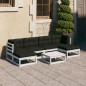 vidaXL Set muebles jardín 7 pzas con cojines madera maciza pino blanco