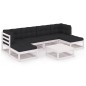 vidaXL Set muebles jardín 7 pzas con cojines madera maciza pino blanco