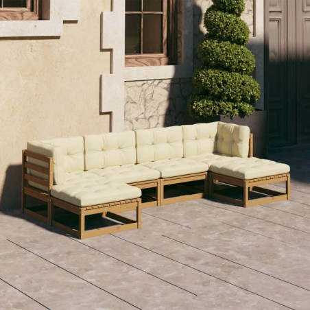 vidaXL Set de muebles de jardín 6 pzs cojines madera pino marrón miel