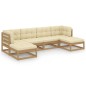 vidaXL Set de muebles de jardín 6 pzs cojines madera pino marrón miel vidaXL Set de muebles de jardín 6 pzs cojines madera pino marrón miel