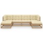 vidaXL Set de muebles de jardín 6 pzs cojines madera pino marrón miel vidaXL Set de muebles de jardín 6 pzs cojines madera pino marrón miel