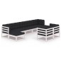 vidaXL Set de muebles de jardín 9 pzas con cojines madera pino blanco vidaXL Set de muebles de jardín 9 pzas con cojines madera pino blanco