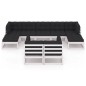 vidaXL Set de muebles de jardín 9 pzas con cojines madera pino blanco vidaXL Set de muebles de jardín 9 pzas con cojines madera pino blanco