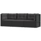 vidaXL Set de muebles de jardín 3 pzas y cojines ratán sintético negro vidaXL Set de muebles de jardín 3 pzas y cojines ratán sintético negro