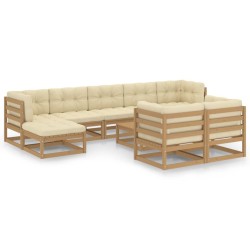 vidaXL Set de muebles de jardín 10 pzs cojines madera pino marrón miel