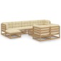 vidaXL Set de muebles de jardín 10 pzs cojines madera pino marrón miel vidaXL Set de muebles de jardín 10 pzs cojines madera pino marrón miel