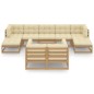 vidaXL Set de muebles de jardín 10 pzs cojines madera pino marrón miel vidaXL Set de muebles de jardín 10 pzs cojines madera pino marrón miel