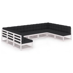 vidaXL Set de muebles de jardín 9 pzas con cojines madera pino blanco