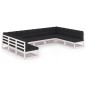 vidaXL Set de muebles de jardín 9 pzas con cojines madera pino blanco